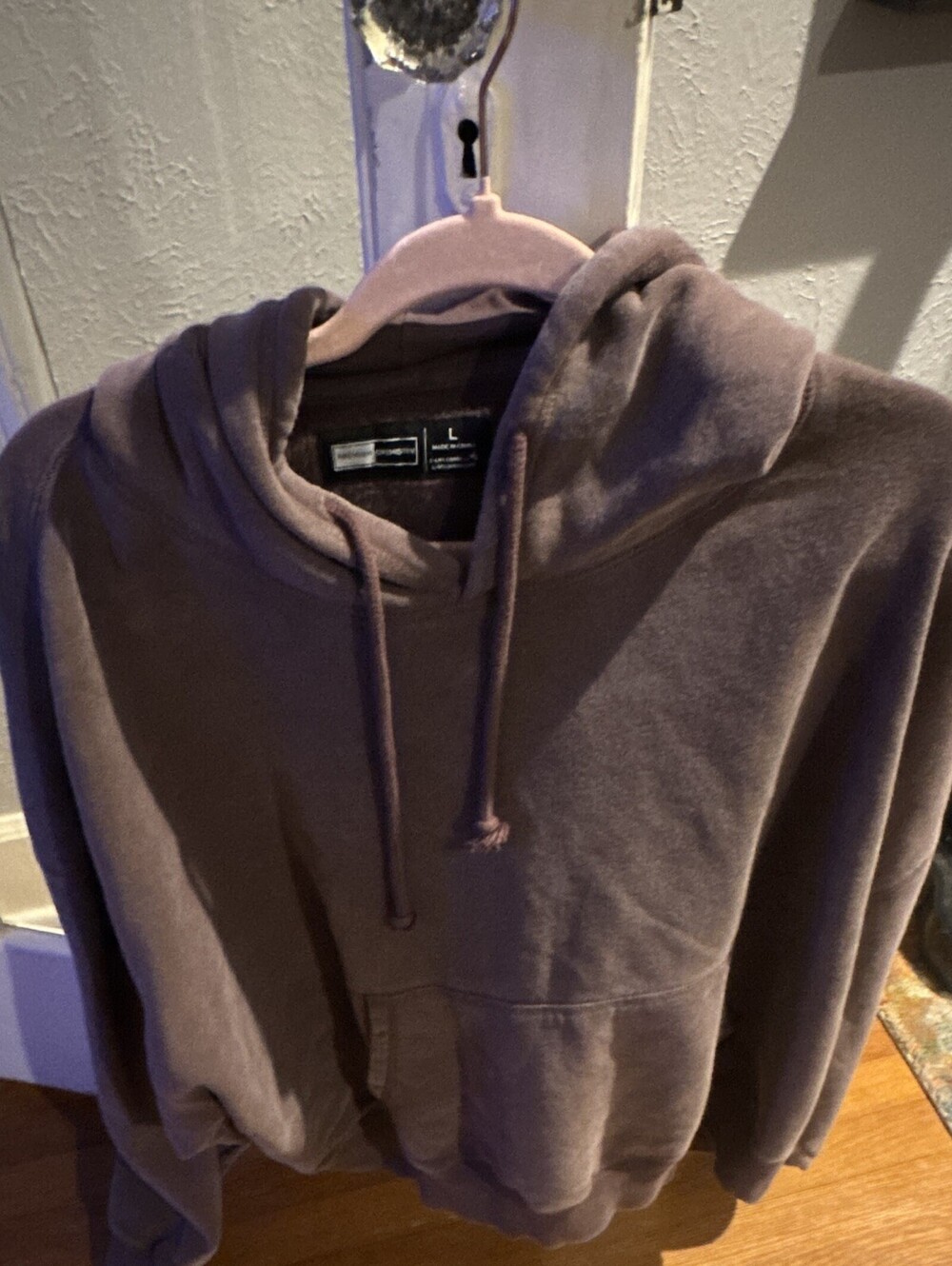 Premium Chemistry Mens L Solid Brown Pullover Fleece Hoodie Hooded Pockets